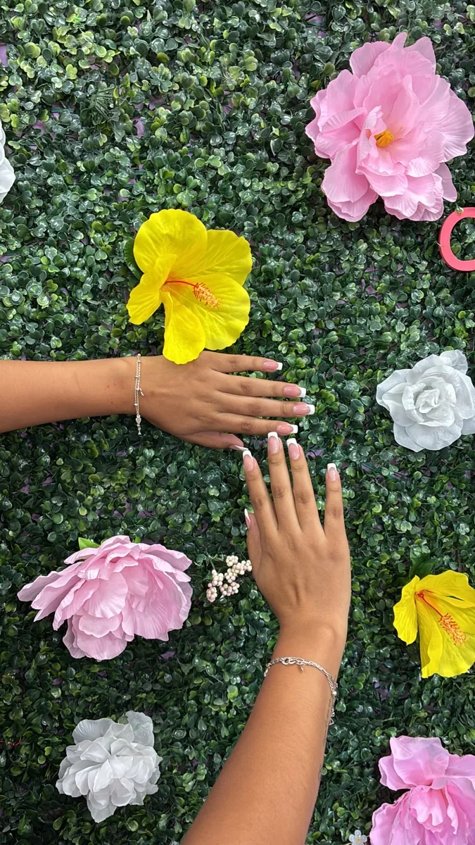 French manicure flat-lay showcase