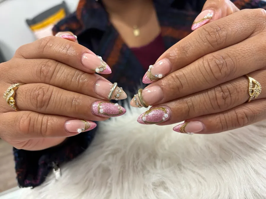 Chrome and cat-eye nail art