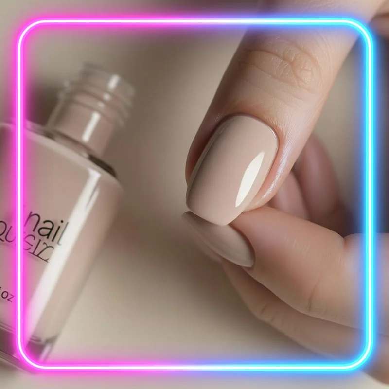 Nail Queen polish close-up with a nude manicure